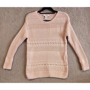 Magaschoni Sweater Womens Small Pink Open Knit Long Sleeve Pullover Lightweight